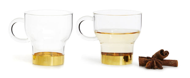Glass Mugs With Gold Detail Small 150ml