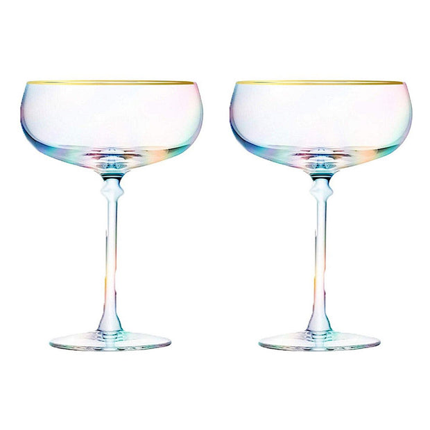 Iridescent Martini Coupe Glasses Set of 2