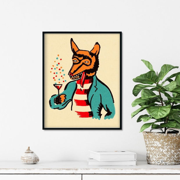 wolf cocktails wall art prints