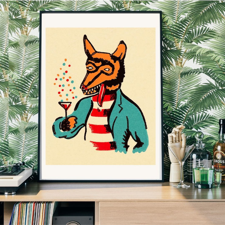 wolf cocktails wall art