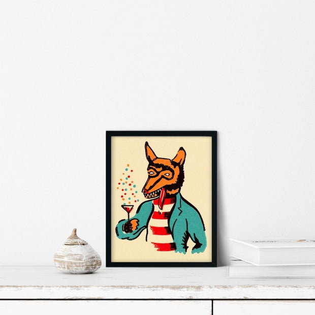 wolf cocktail wall art prints